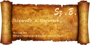 Szpevák Benedek névjegykártya